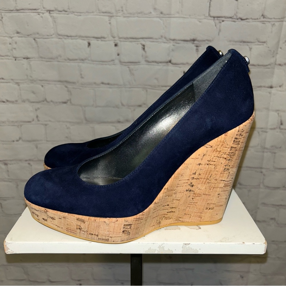 Stuart Weitzman Navy Blue Wedges
